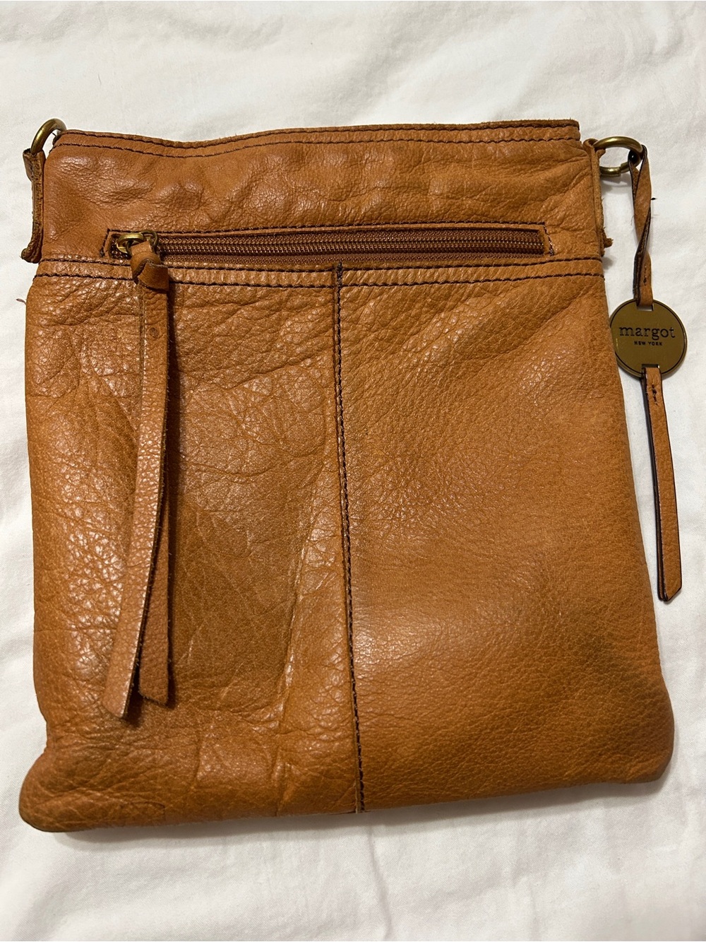 Margot New York Cognac Leather Crossbody Bag
